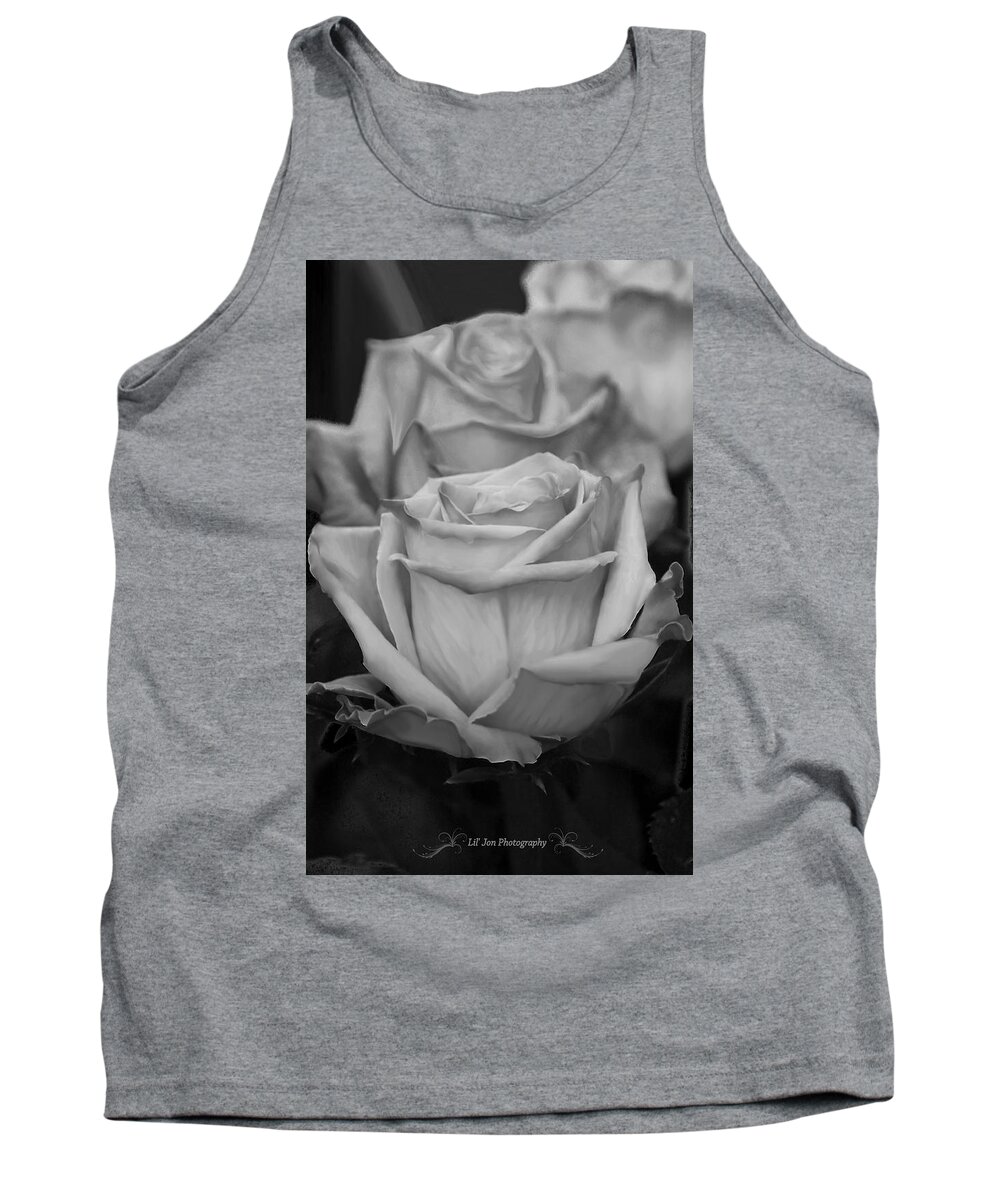 Rose Tank Top featuring the photograph Tea Roses In Black and White #2 by Jeanette C Landstrom