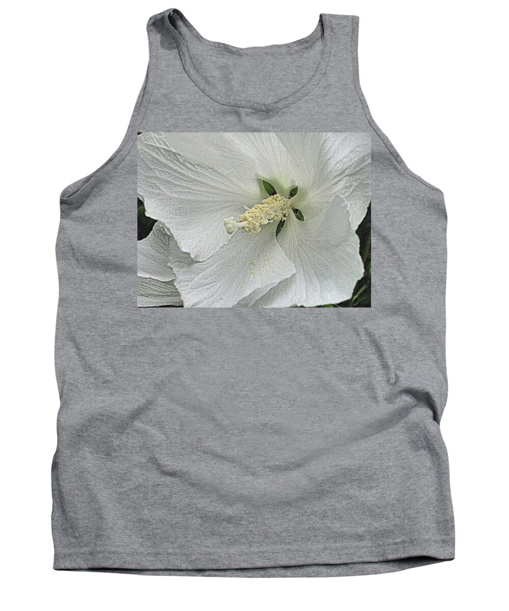 White Hibiscus Tank Top featuring the photograph White Hibiscus by Nadalyn Larsen