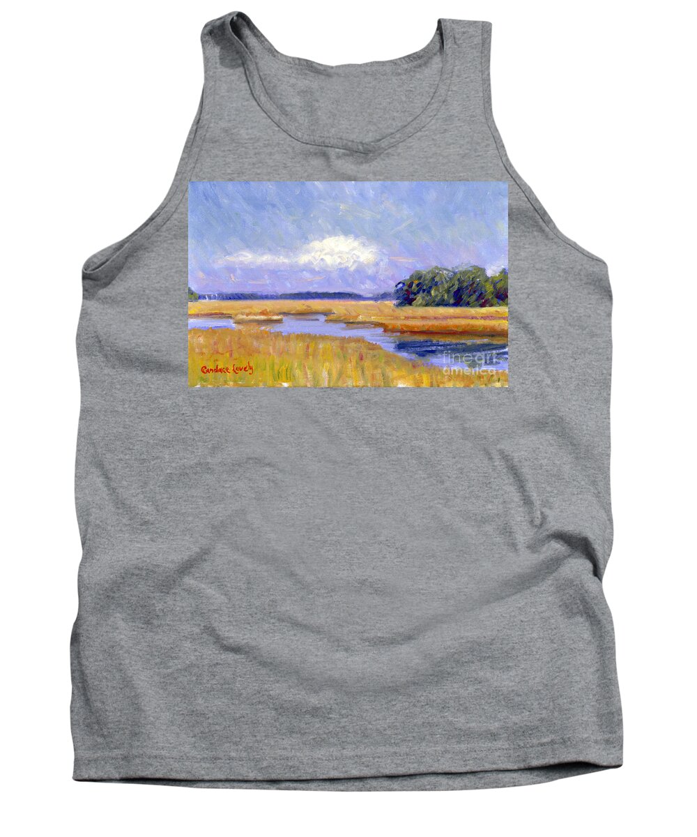 Marsh Tank Top featuring the painting 278 Autumn Marsh by Candace Lovely