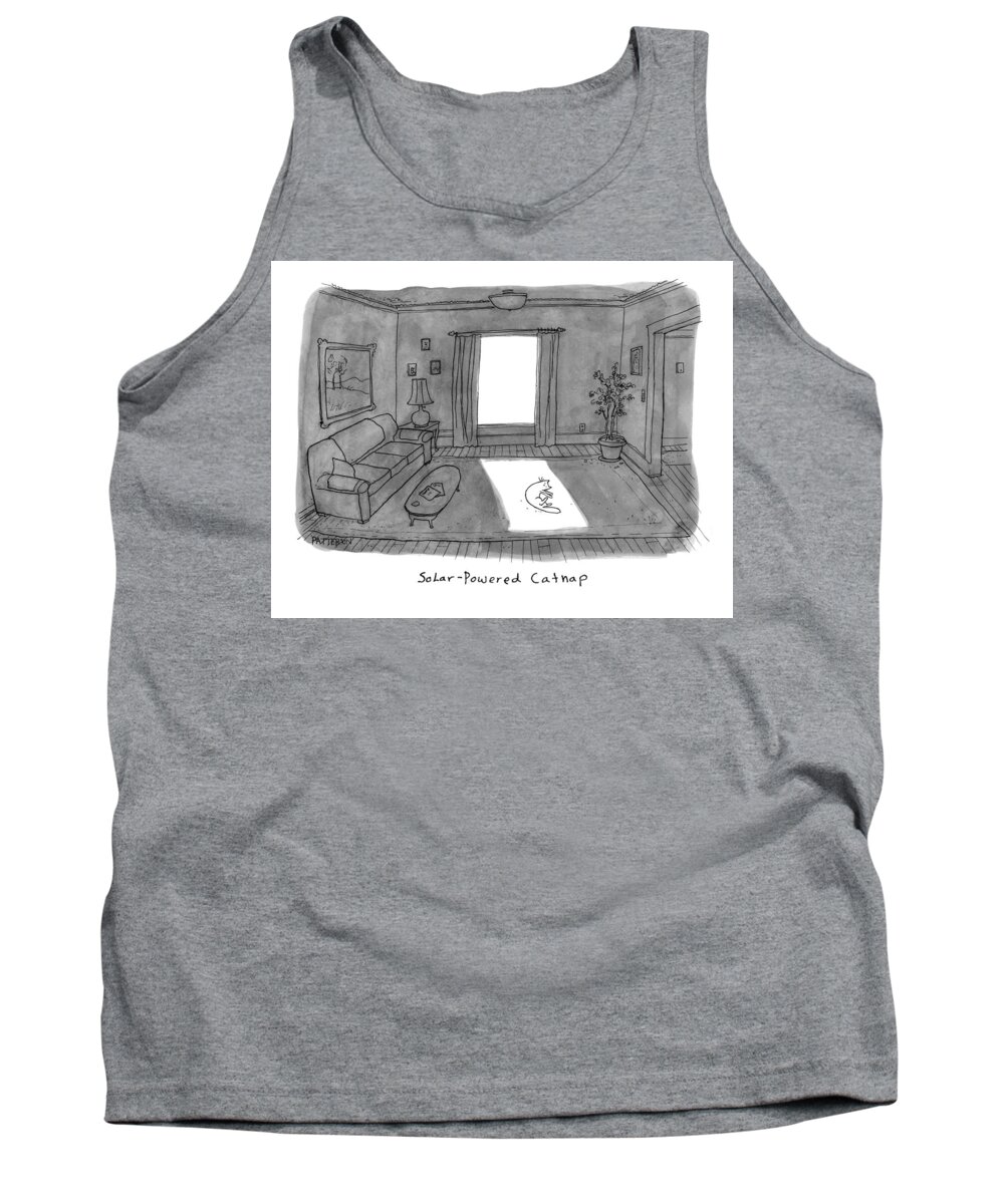 Captionless. Cats Tank Top featuring the drawing Solar Powered Catnap by Jason Patterson