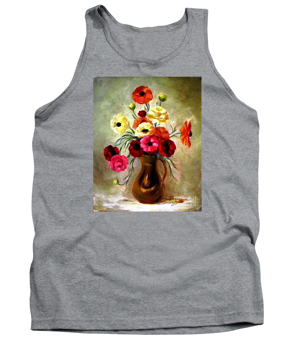 Vase Of Flowers Tank Top featuring the painting Basking in the Light by Hazel Holland