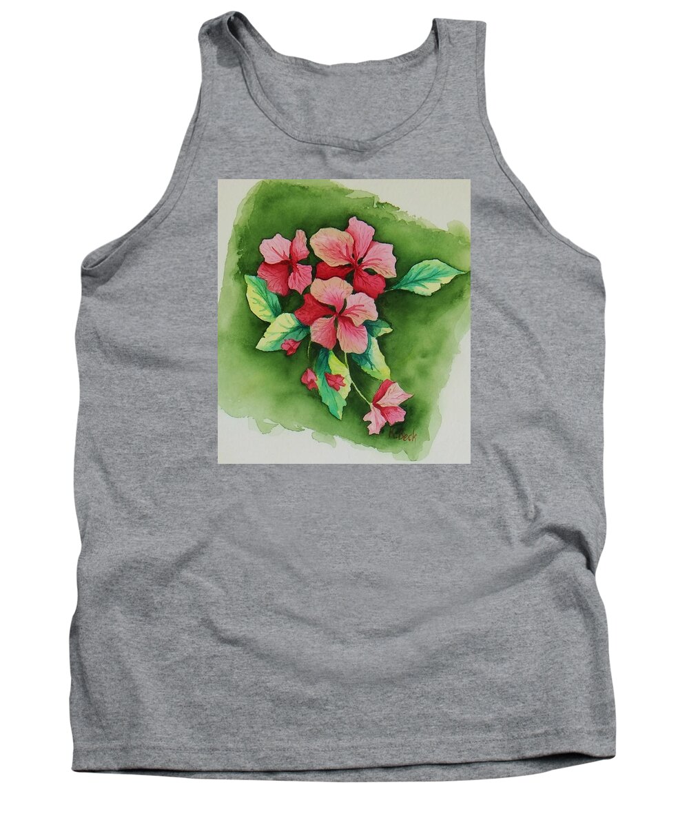 Print Tank Top featuring the painting Geraniums by Katherine Young-Beck