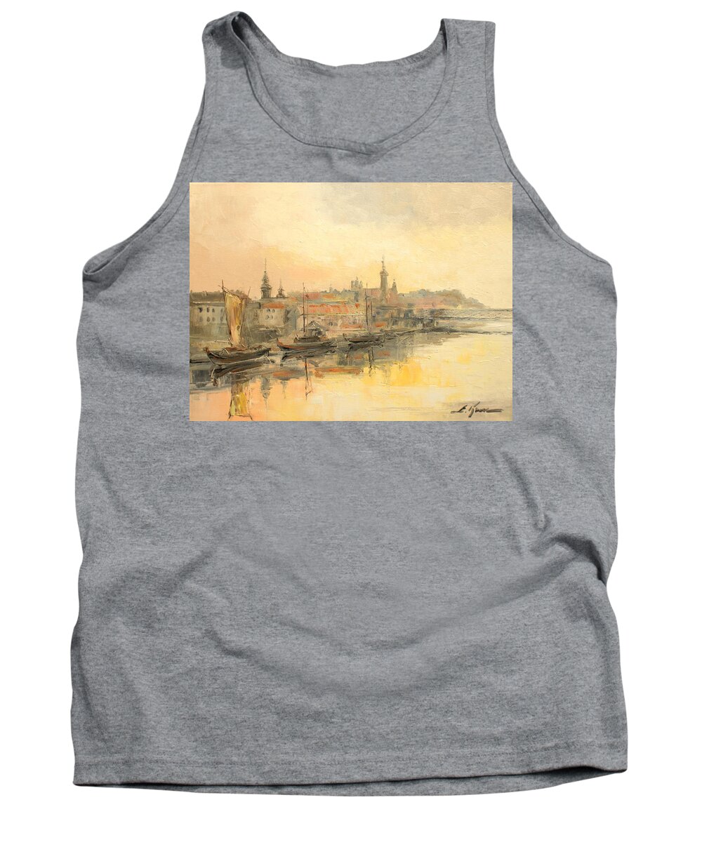 Warsaw Tank Top featuring the painting Old Warsaw - Wisla river #3 by Luke Karcz