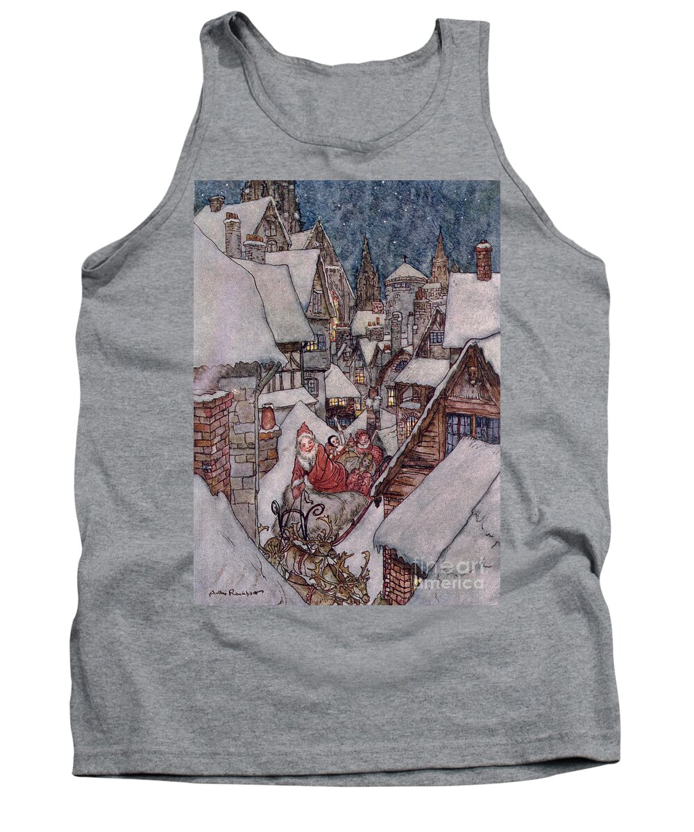 Santa Tank Top featuring the drawing The Night Before Christmas by Arthur Rackham