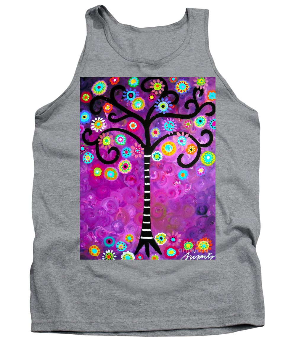 Tree Tank Top featuring the painting Tree Of Life #6 by Pristine Cartera Turkus
