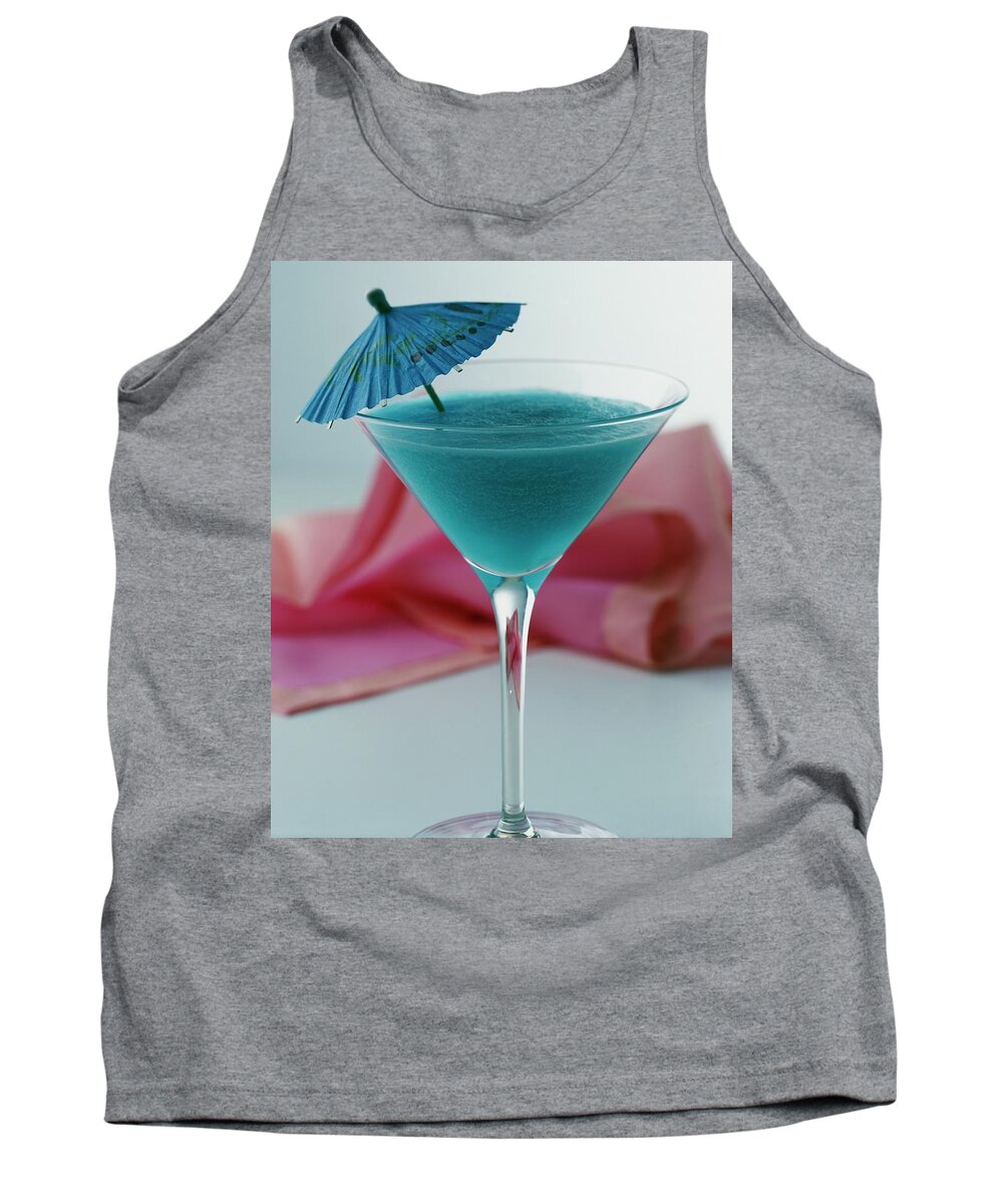 Beverage Tank Top featuring the photograph A Blue Hawaiian Cocktail by Romulo Yanes