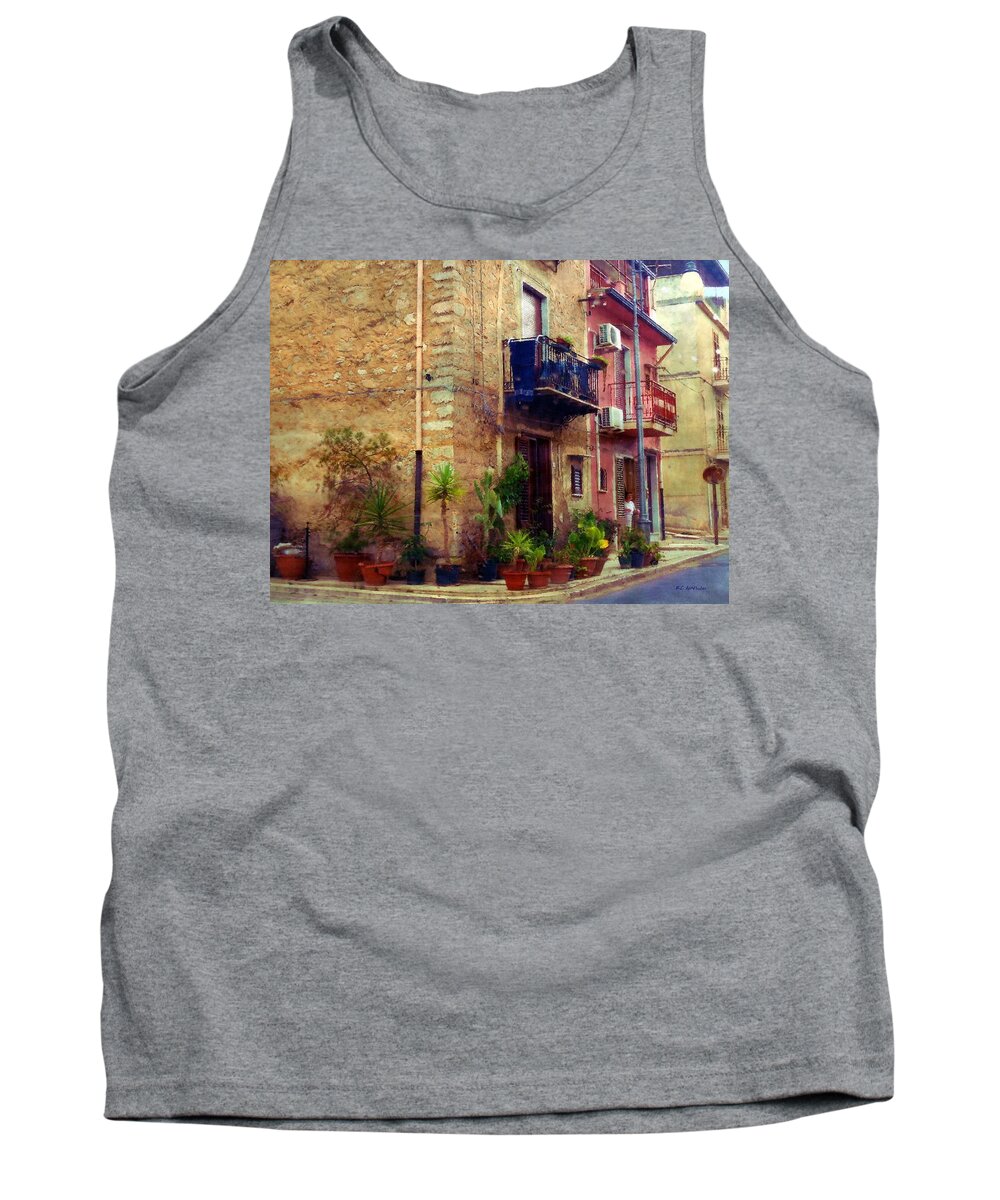 Italy Tank Top featuring the painting A Corner in Sicily by RC DeWinter