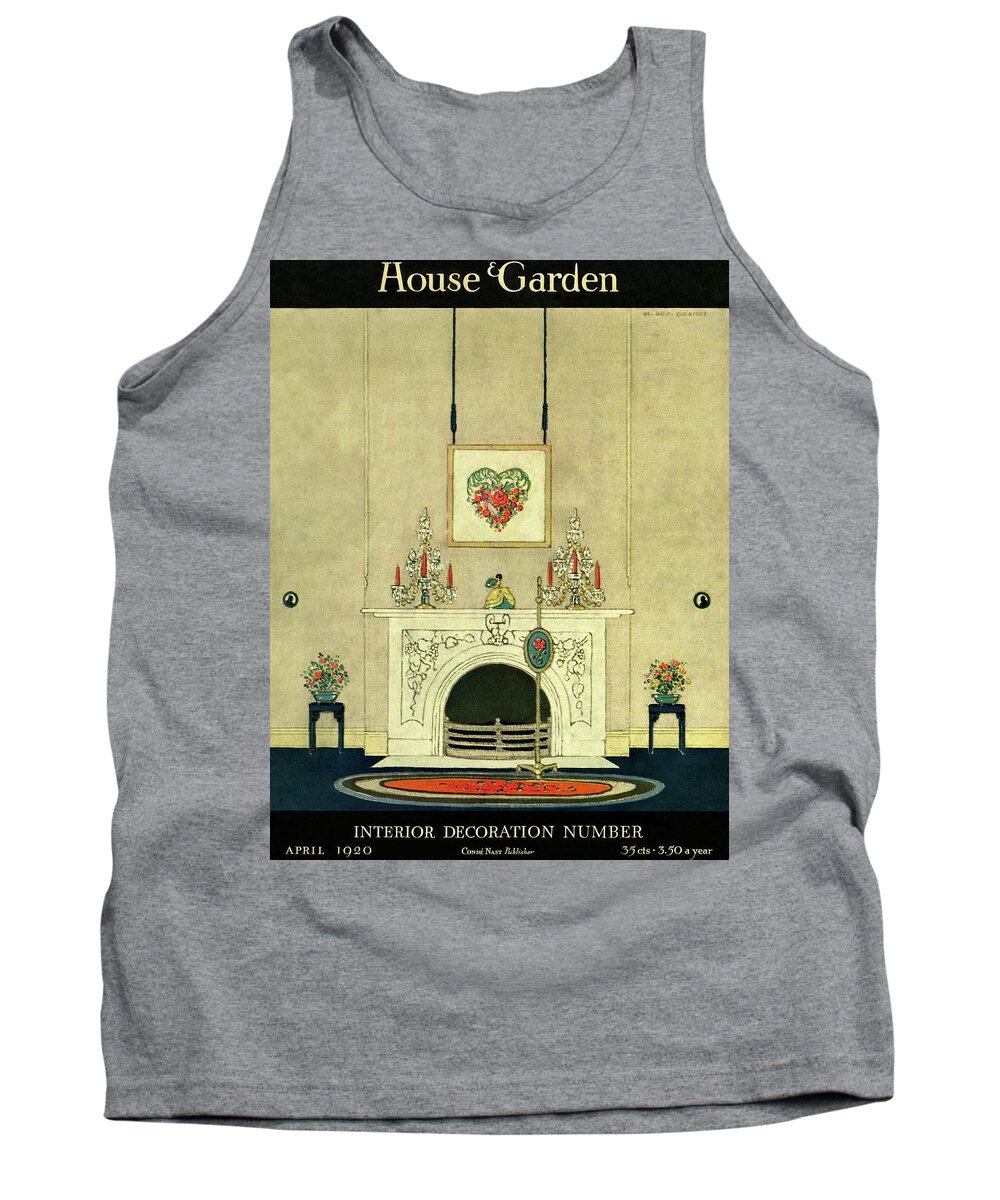 Illustration Tank Top featuring the photograph A House And Garden Cover Of A Fireplace by H. George Brandt
