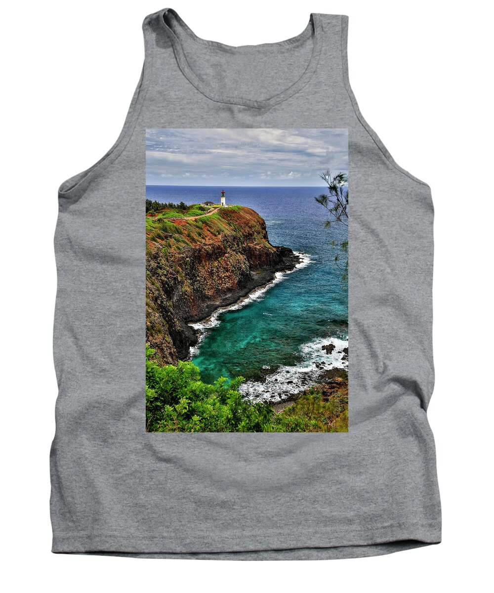 Beach Tank Top featuring the photograph A Lighthouse At The End Of A Trail by Scott Mead