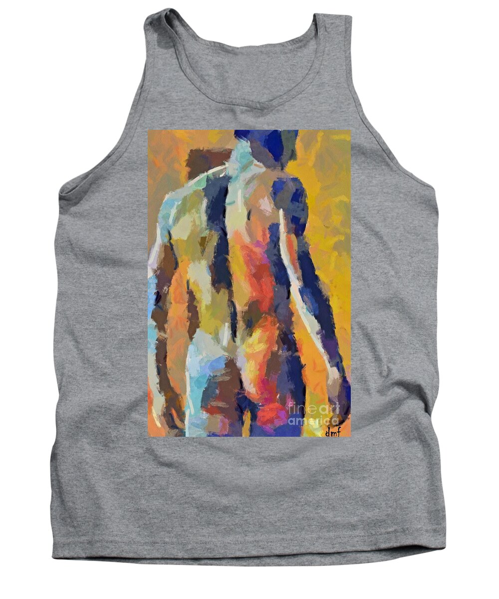 Male Body Builder Tank Top featuring the painting A male torso by Dragica Micki Fortuna