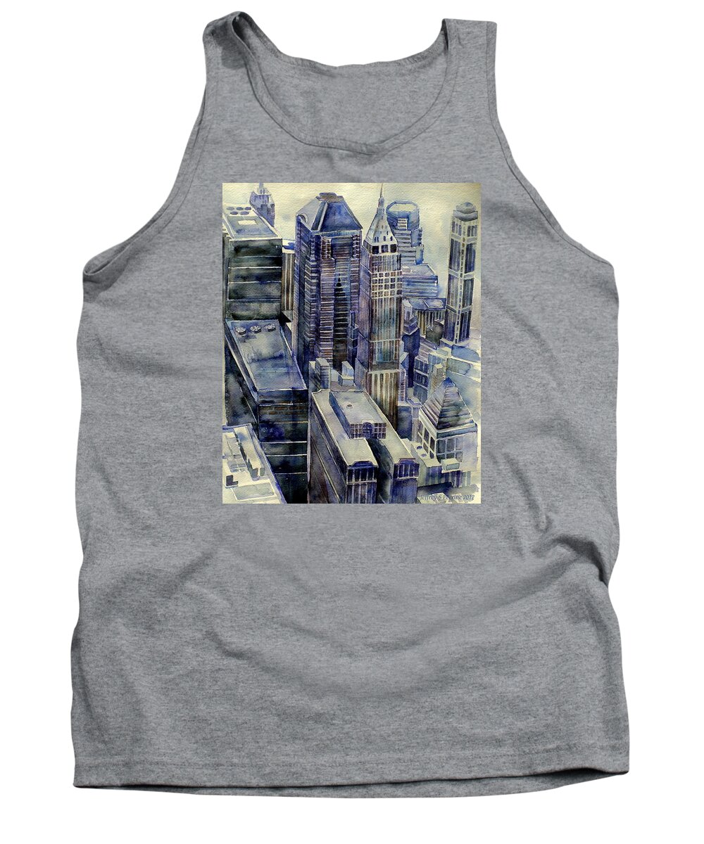New York City Tank Top featuring the painting Rainy Day in Gotham by Jeffrey S Perrine