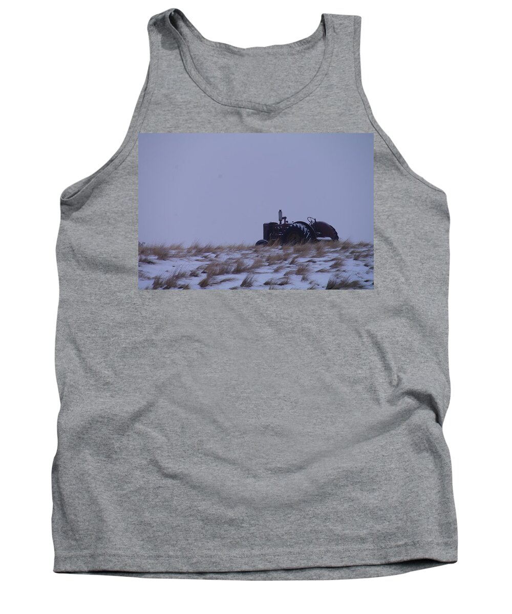 Tractors Tank Top featuring the photograph A Tractor Fading To The Snow by Jeff Swan
