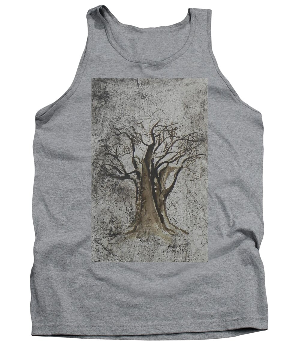 African Tree Tank Top featuring the painting Africa presence by Ilona Petzer