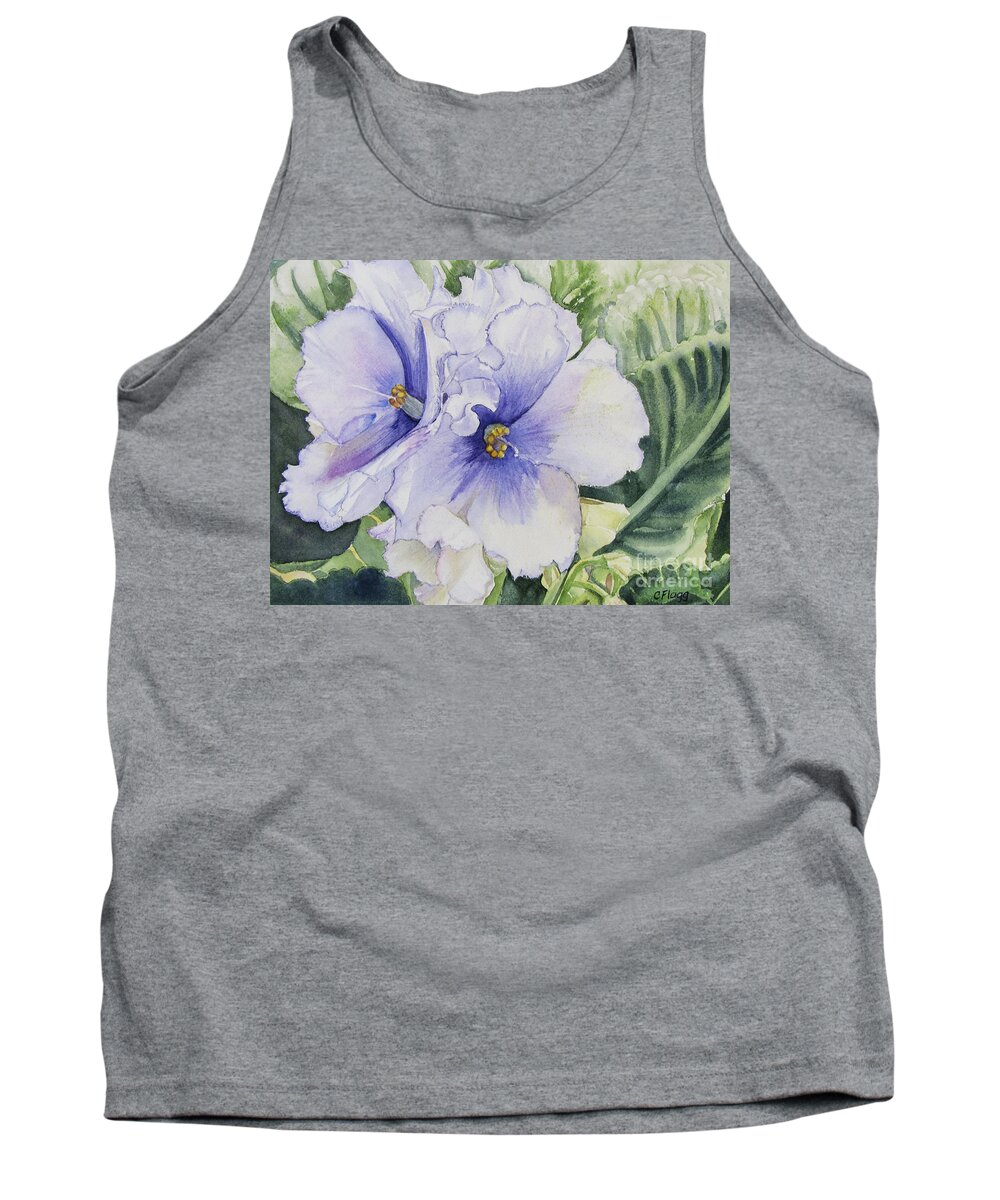 Watercolor Tank Top featuring the painting African Violet by Carol Flagg