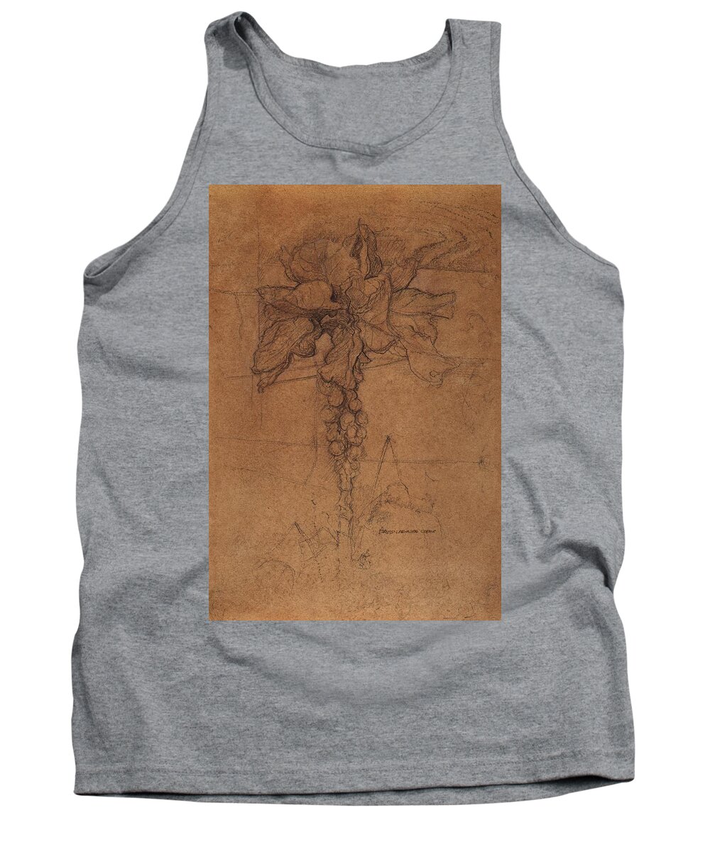 Plant Tank Top featuring the drawing Allotment Study by David Ladmore