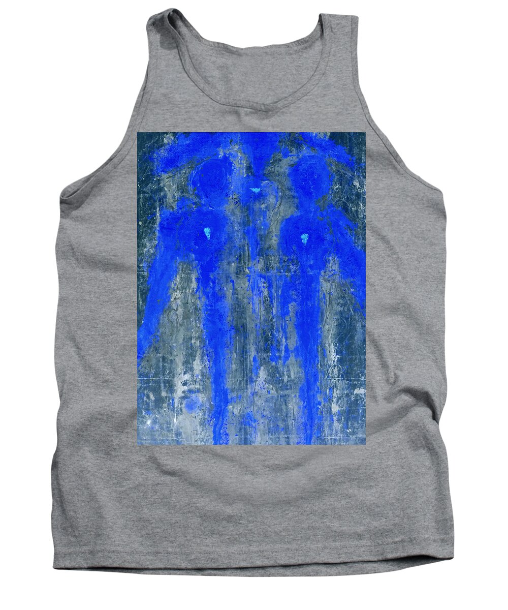 Blue Tank Top featuring the painting Angels I have seen II by Giorgio Tuscani