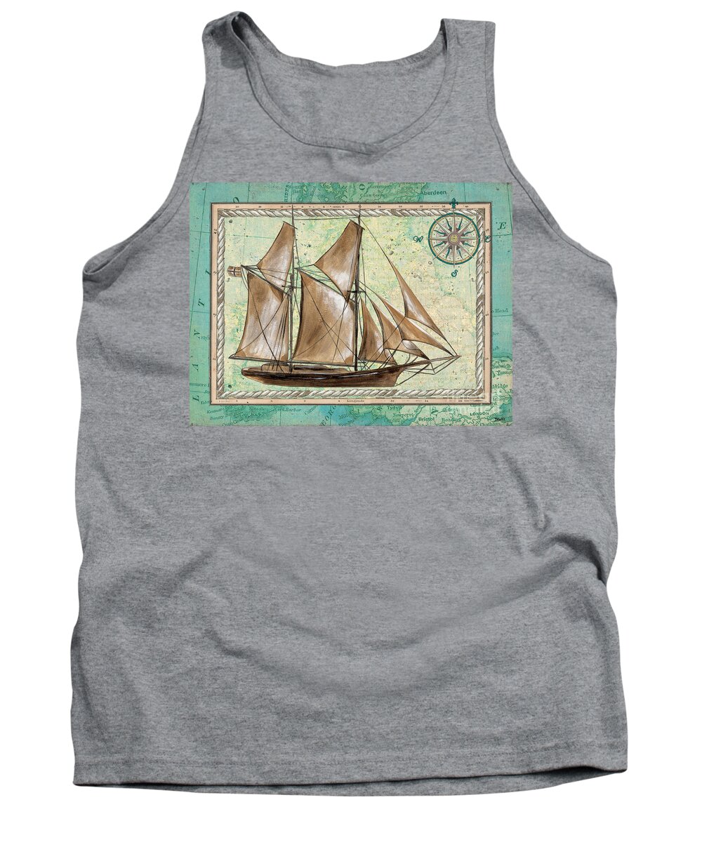 Aqua Tank Top featuring the painting Aqua Maritime 2 by Debbie DeWitt