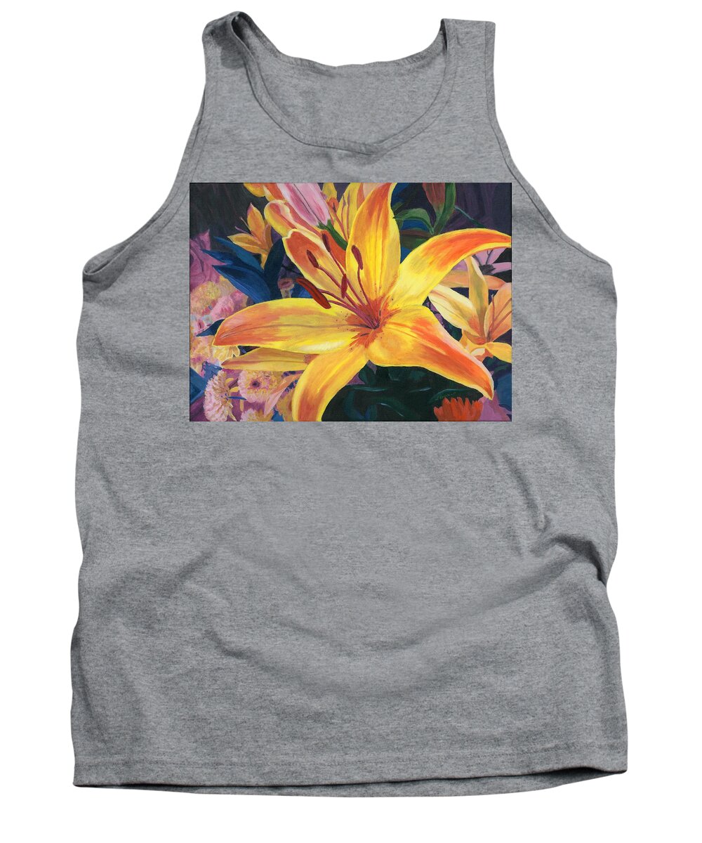 Floral Tank Top featuring the painting Arranging Lily by Lynne Reichhart