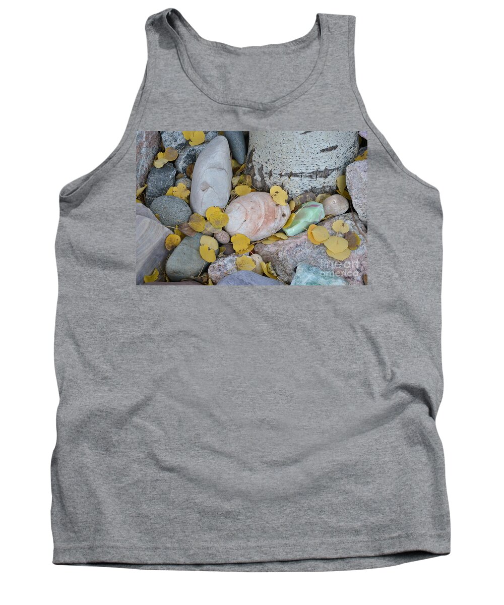 Aspen Tank Top featuring the photograph Aspen Leaves on the Rocks by Dorrene BrownButterfield
