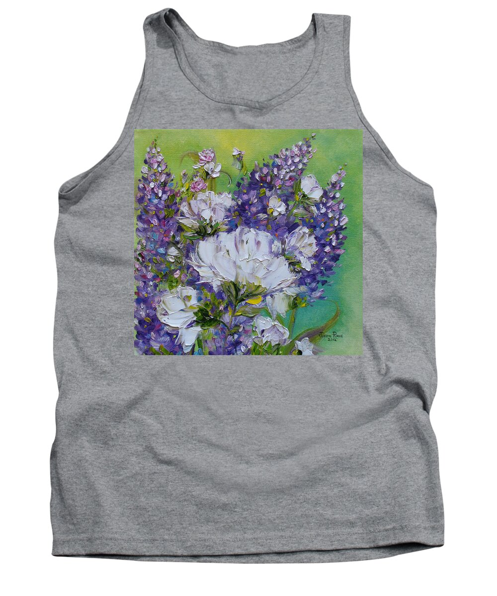 Flowers Tank Top featuring the painting At Peg's Request by Judith Rhue