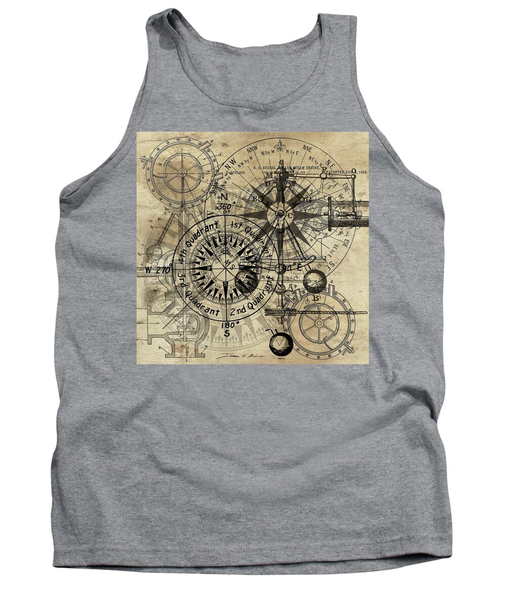Steampunk Tank Top featuring the painting AutoWheel III by James Hill