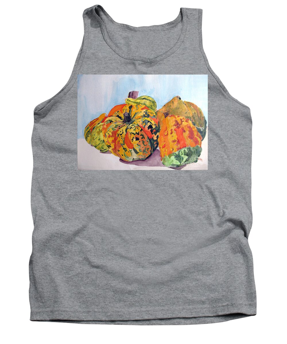 Autumn Tank Top featuring the painting Autumn Gourds by Sandy McIntire