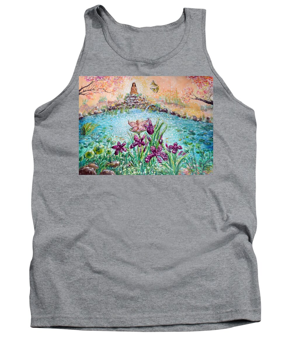 Nature Tank Top featuring the painting Babajis Pond by Ashleigh Dyan Bayer