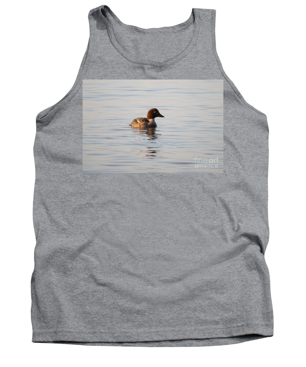 Water Tank Top featuring the photograph Baby Merganser by Mary Mikawoz