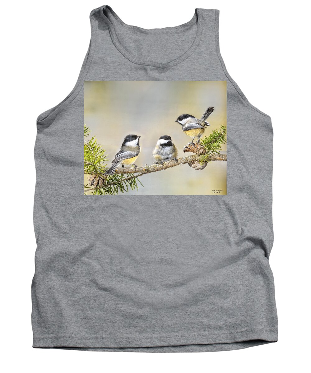 3 Chickadees Tank Top featuring the photograph Bad Hair Day by Peg Runyan