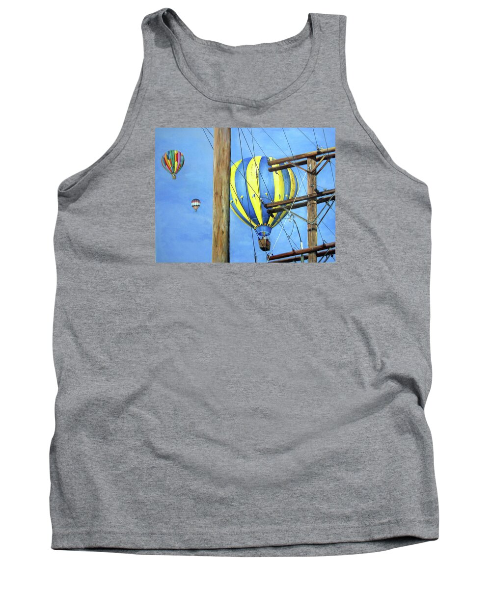 Sky Tank Top featuring the painting Balloon Race by Donna Tucker