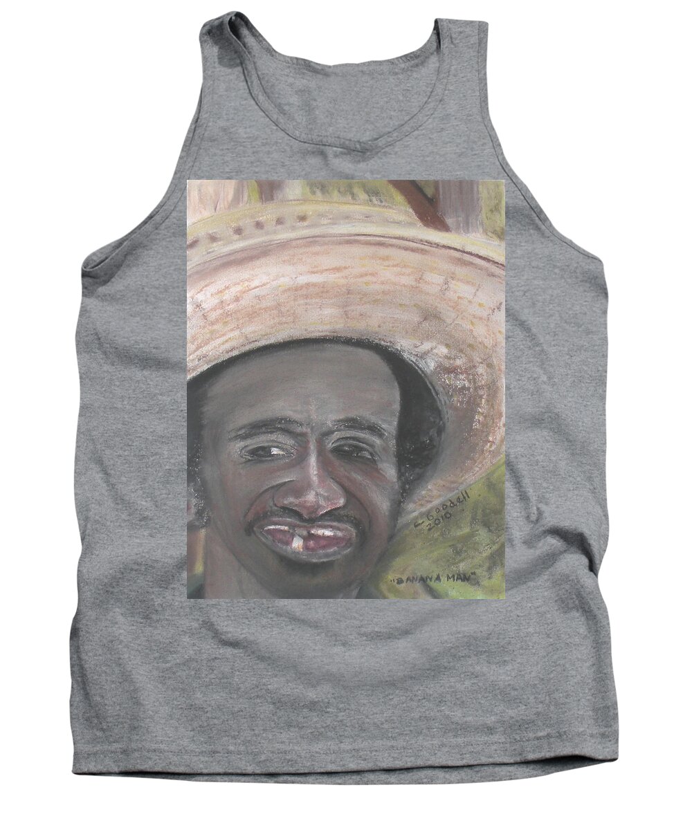 Man Tank Top featuring the pastel Banana Man by Claudia Goodell