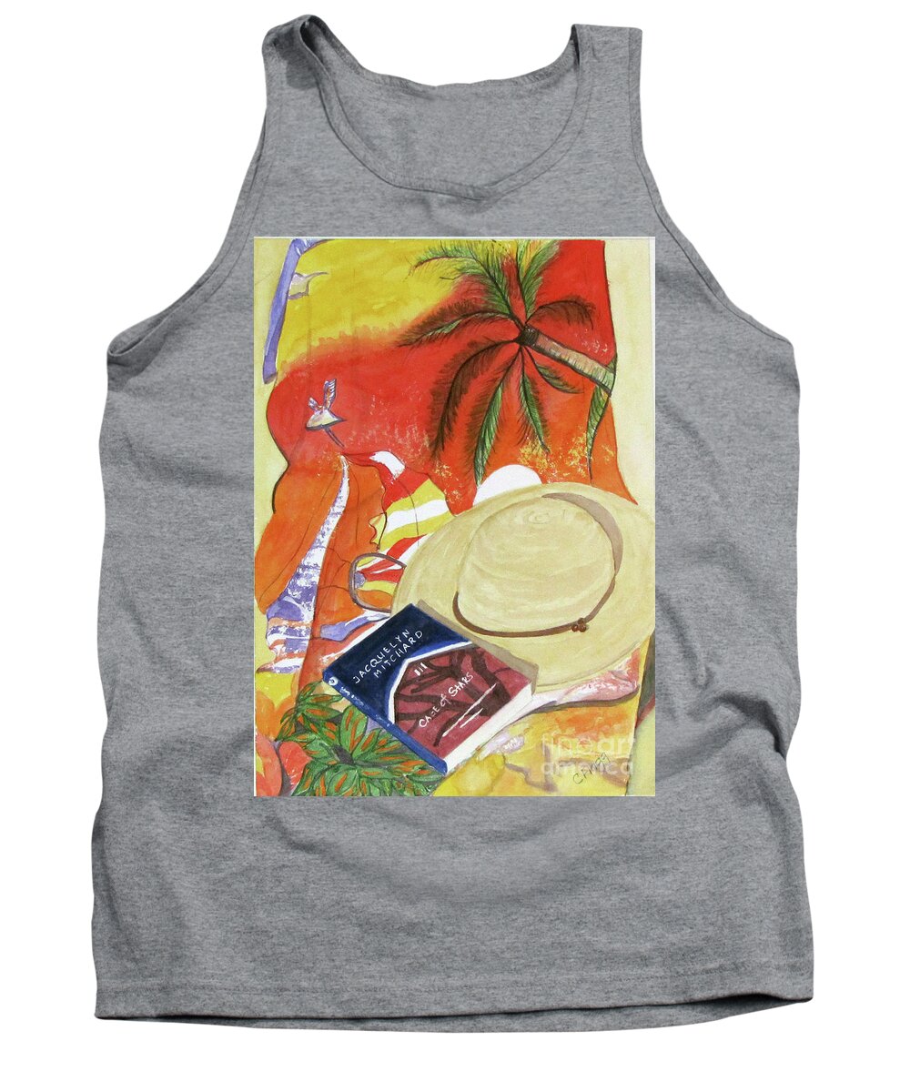 Beach Tank Top featuring the painting Beach Day by Carol Flagg