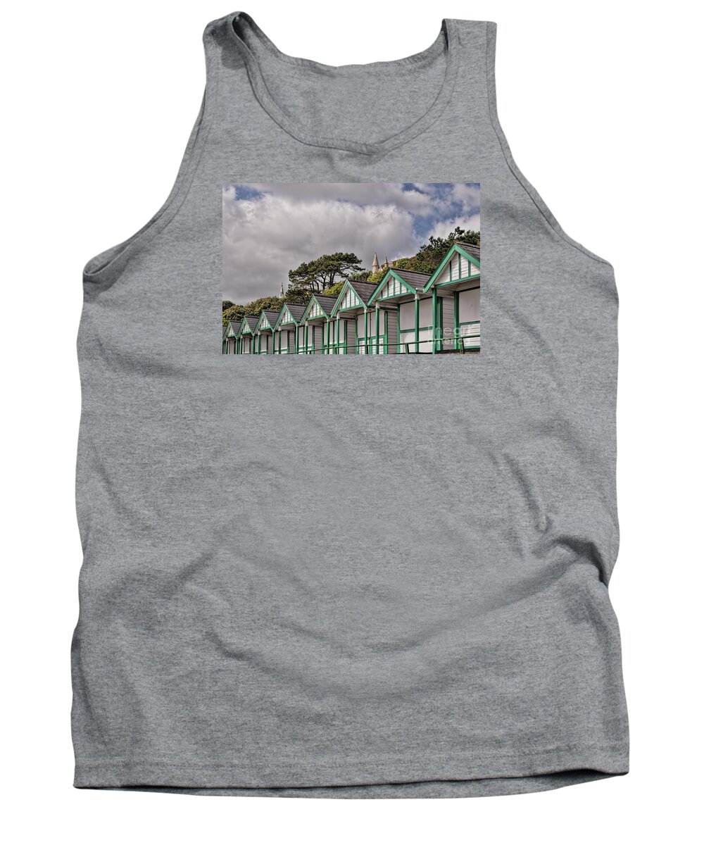 Beach Huts Tank Top featuring the photograph Beach Huts Langland Bay Swansea 3 by Steve Purnell