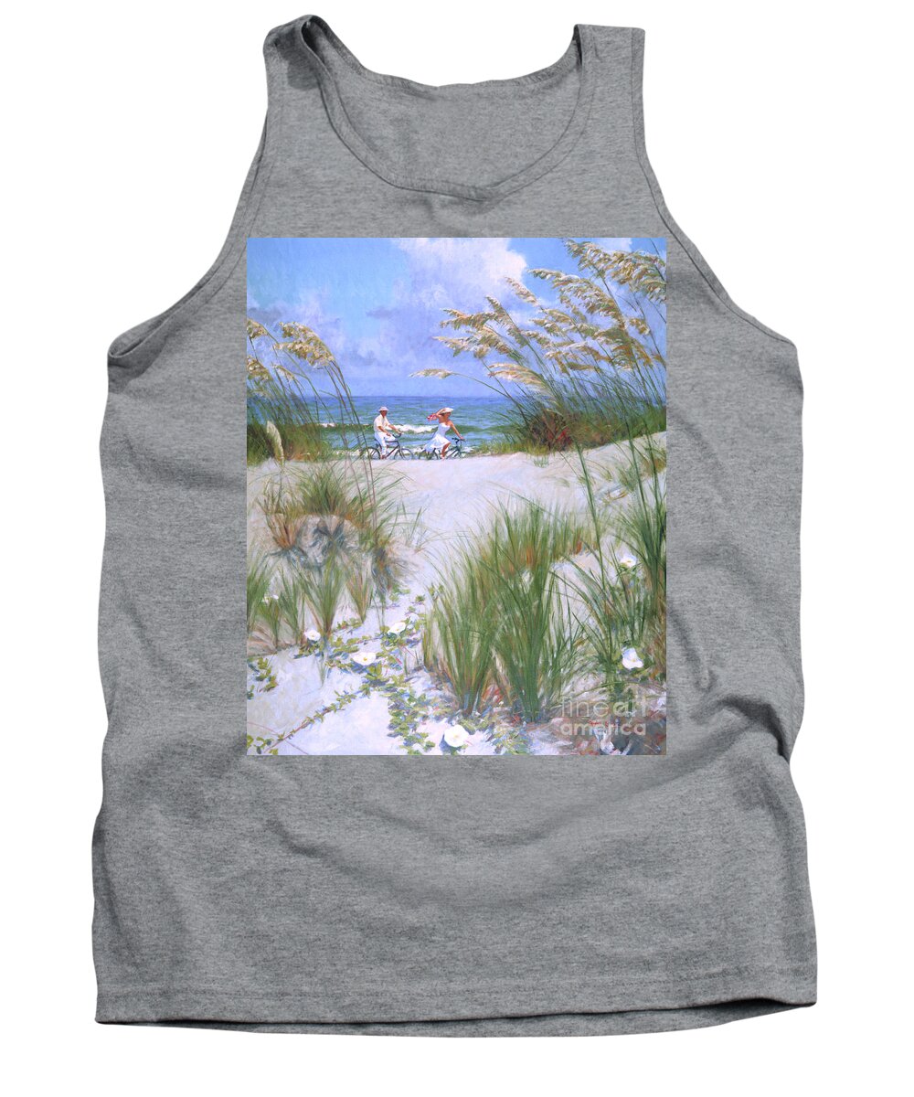 Beach Tank Top featuring the painting Beach Strollers by Candace Lovely