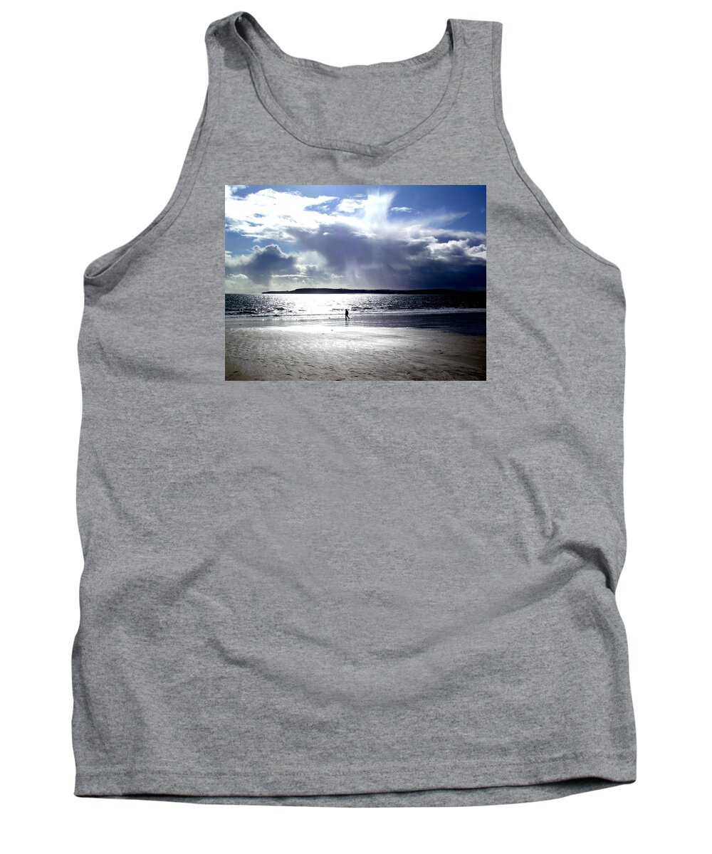 Dramatic Tank Top featuring the photograph Lone Beach Walker by Steve Kearns