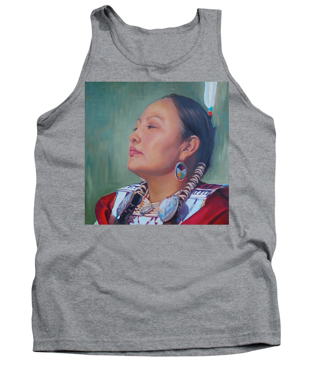 Native American Tank Top featuring the painting Beauty by Christine Lytwynczuk