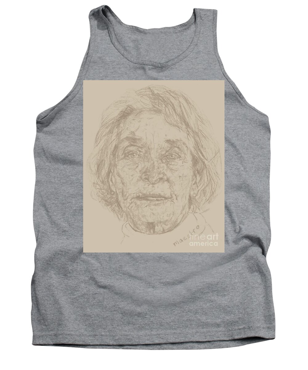 Memory Care Tank Top featuring the drawing Beverly by PainterArtist FIN