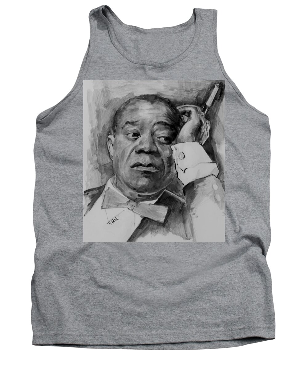 Luis Armstrong Tank Top featuring the painting Black and white by Laur Iduc