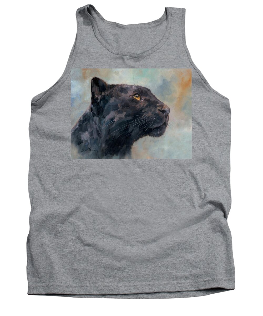 Panther Tank Top featuring the painting Black Panther by David Stribbling