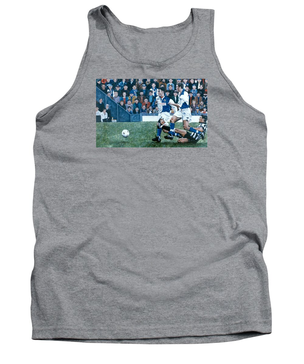 Blackburn Tank Top featuring the painting Blackburn Rovers playing Newcastle United by Mackenzie Moulton