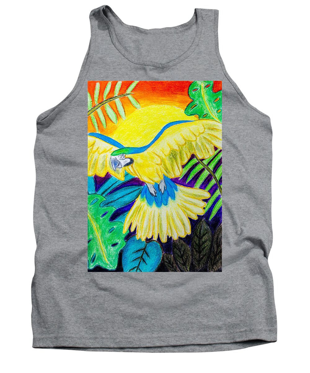 Blue And Gold Macaw Tank Top featuring the drawing Blue And Gold Macaw by Pati Photography