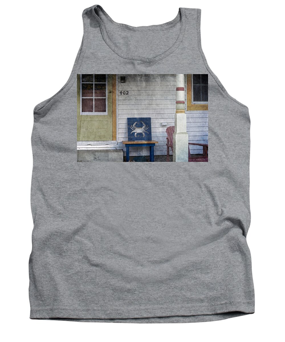 2d Tank Top featuring the photograph Blue Crab Chair by Brian Wallace