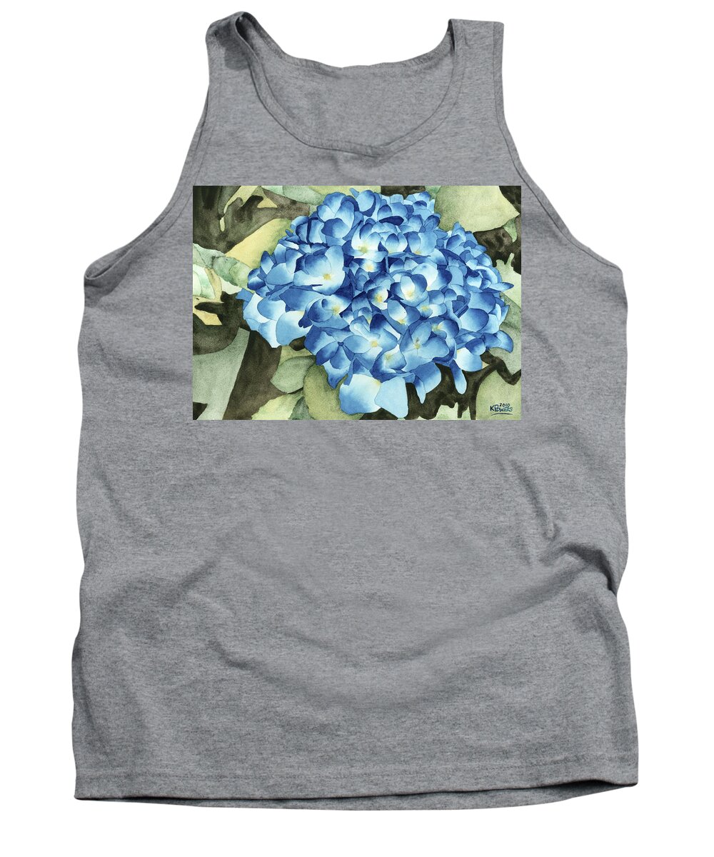 Blue Tank Top featuring the painting Blue Hydrangeas by Ken Powers