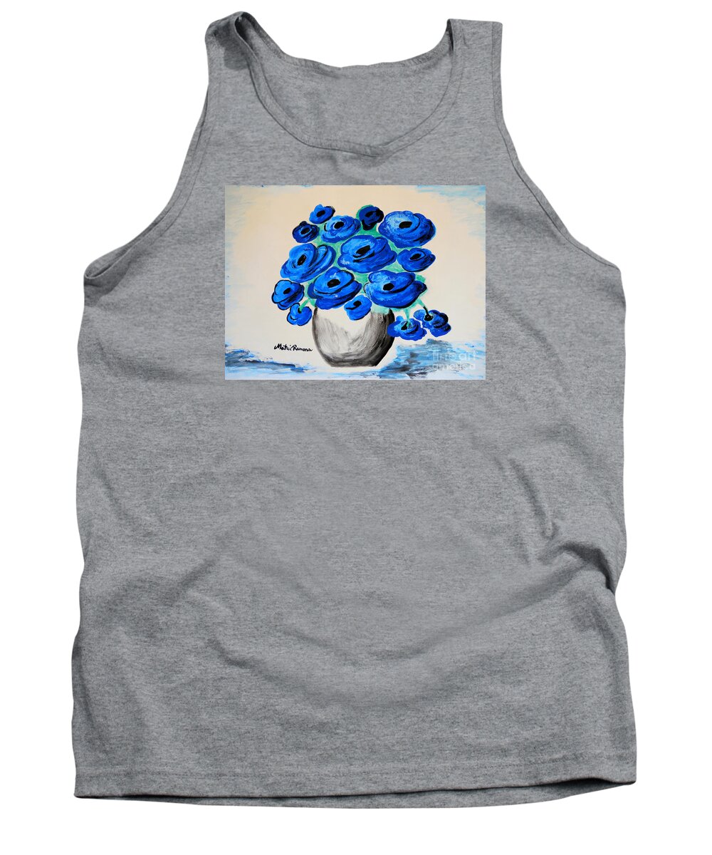 Blue Poppies Tank Top featuring the painting Blue Poppies by Ramona Matei