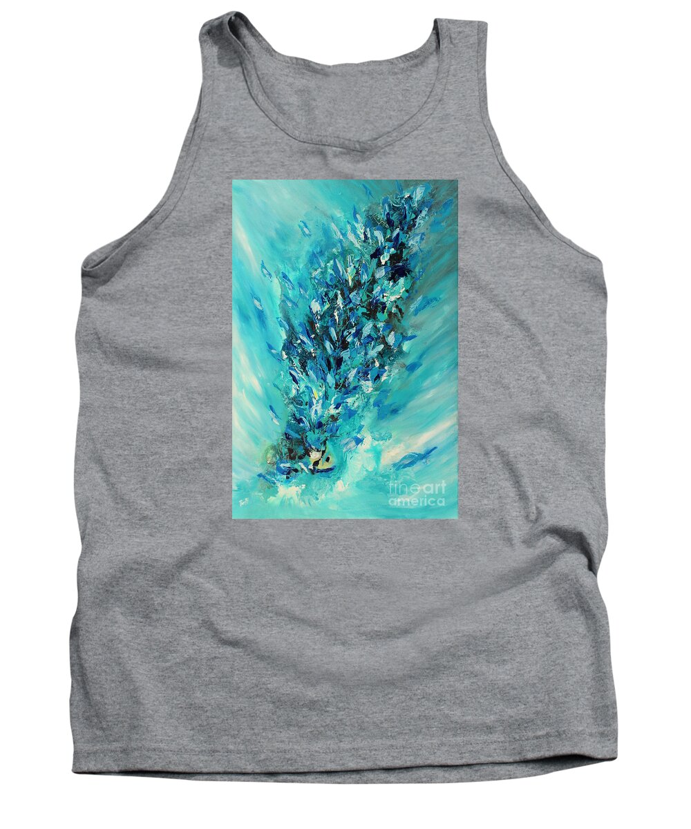 Swirl Tank Top featuring the painting Blue Power by Preethi Mathialagan