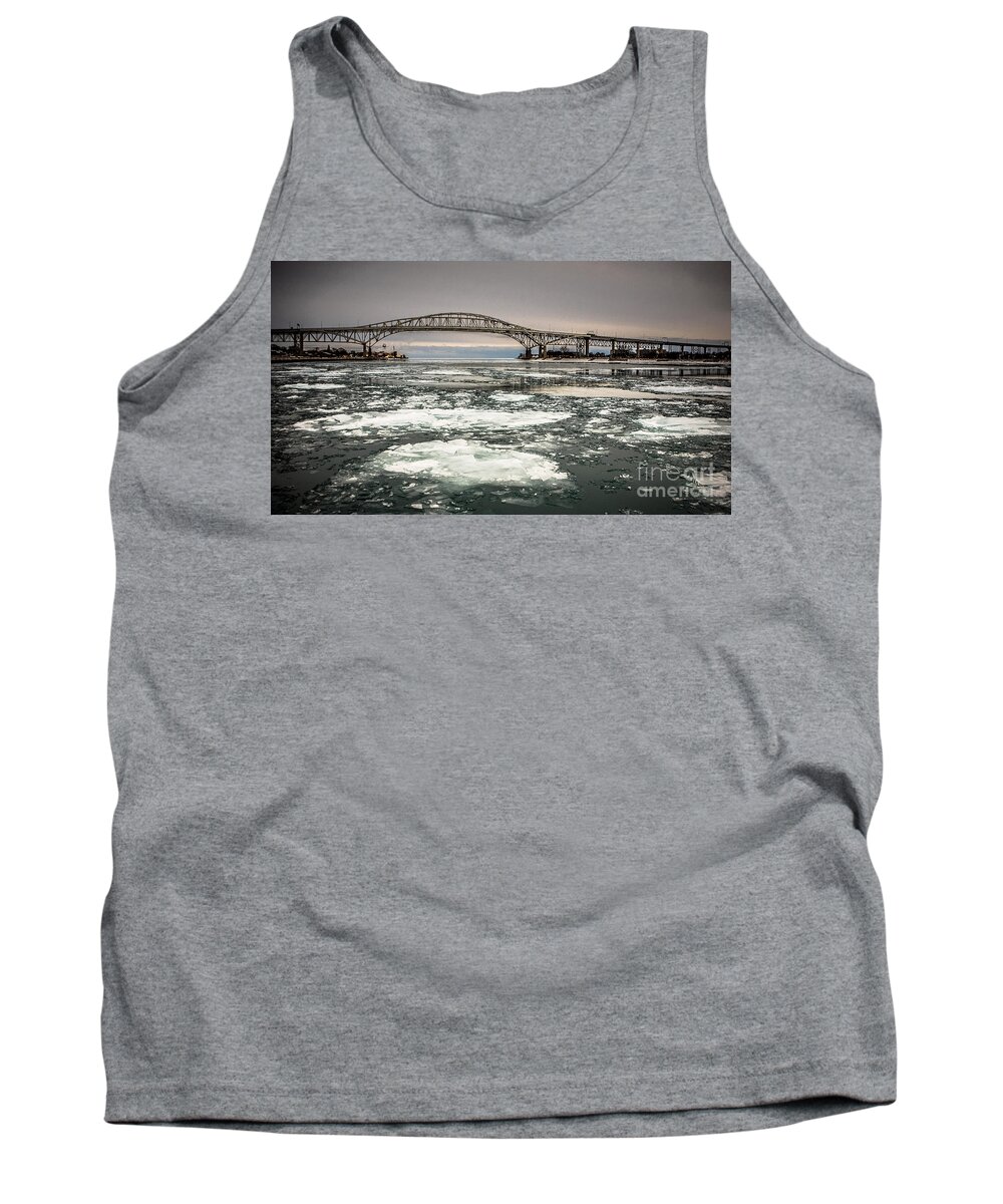 Blue Water Tank Top featuring the photograph Blue Water Ice Flows by Grace Grogan