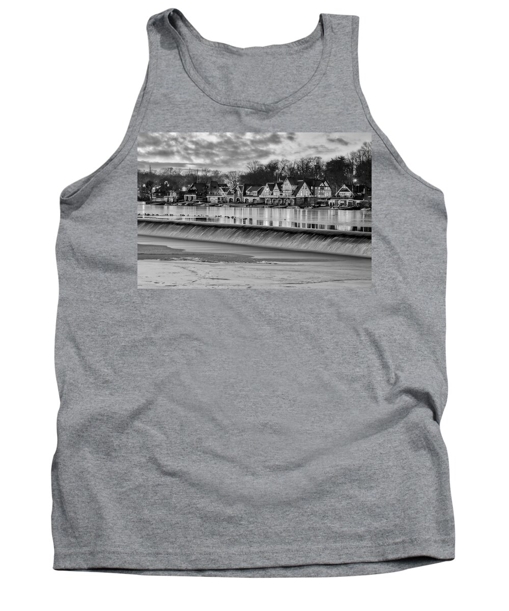 Boat House Row Tank Top featuring the photograph Boathouse Row Philadelphia PA BW by Susan Candelario