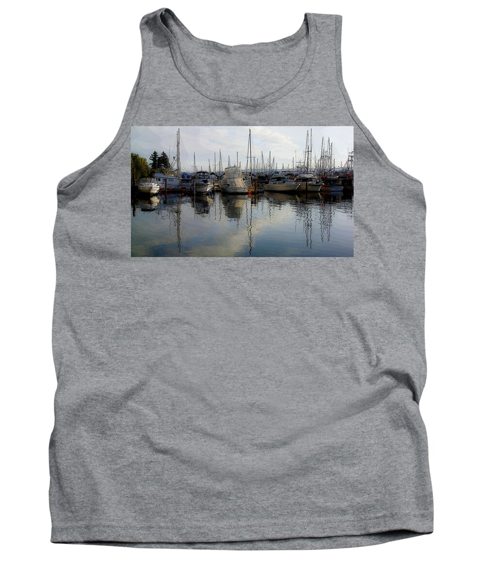 Landscape Tank Top featuring the photograph Boats at Marina on Liberty Bay by Greg Reed