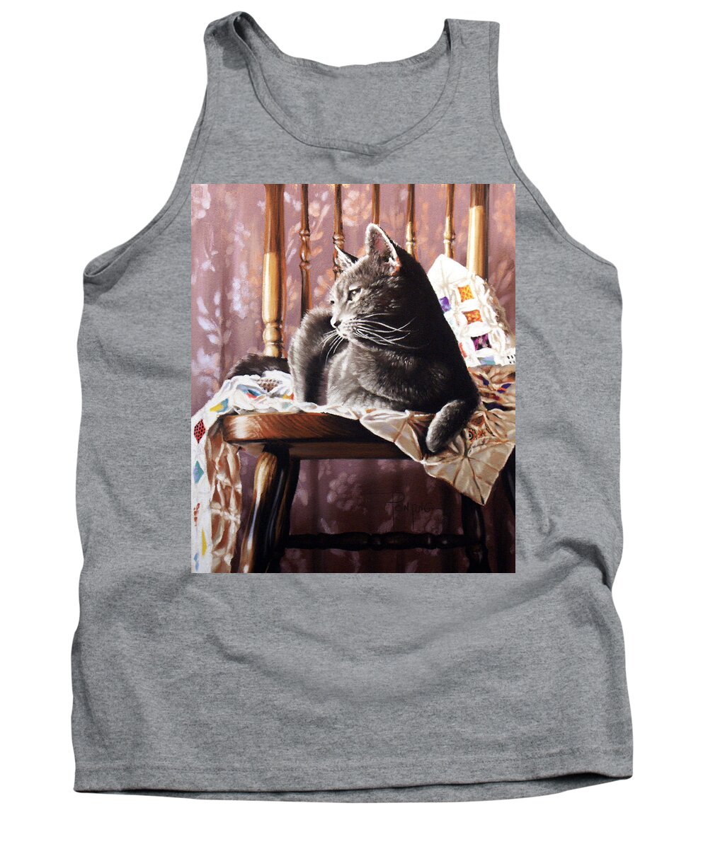 Cat Tank Top featuring the painting Brat Cat by Dianna Ponting