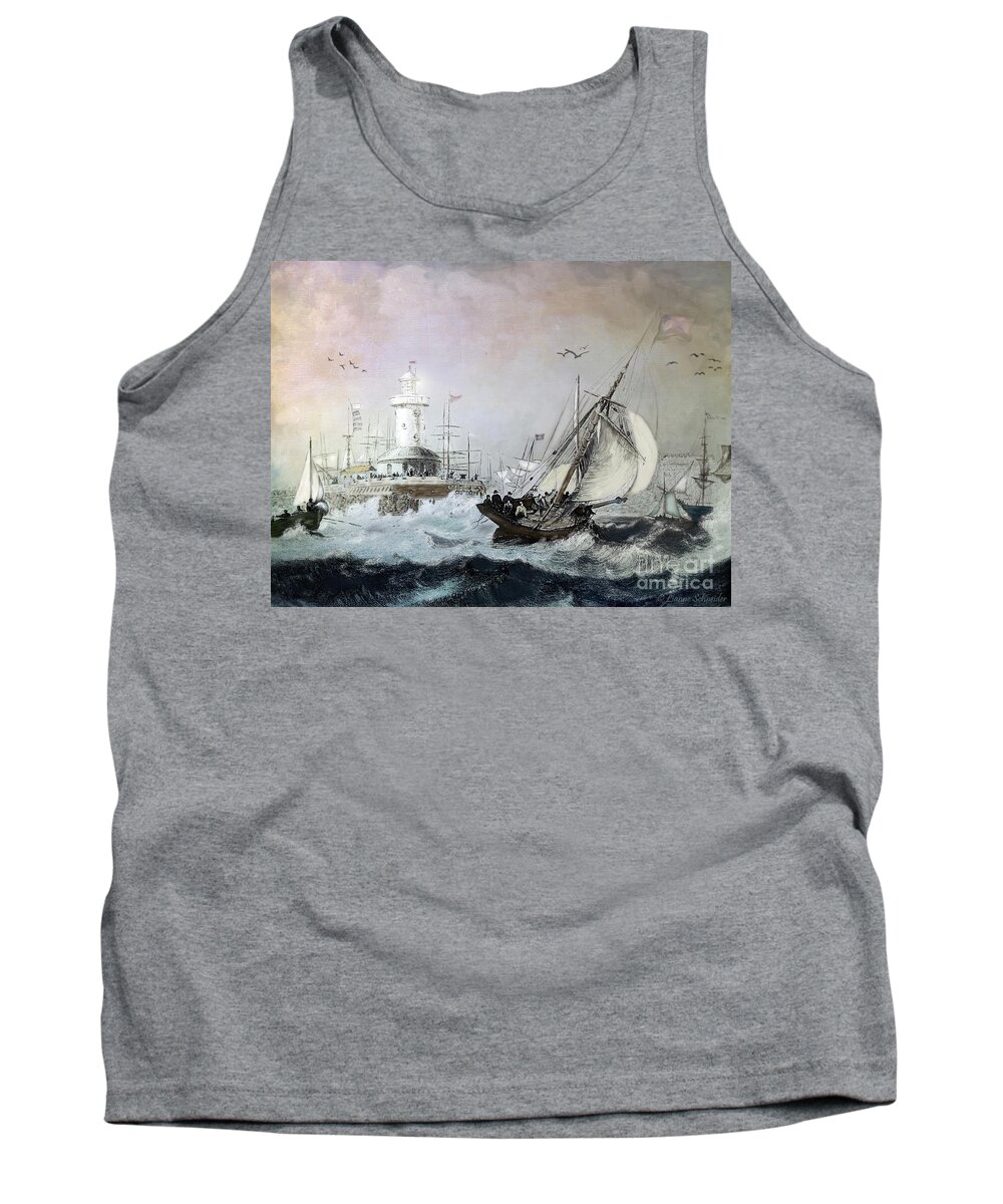 Seascapes Tank Top featuring the digital art Braving the Storm by Lianne Schneider